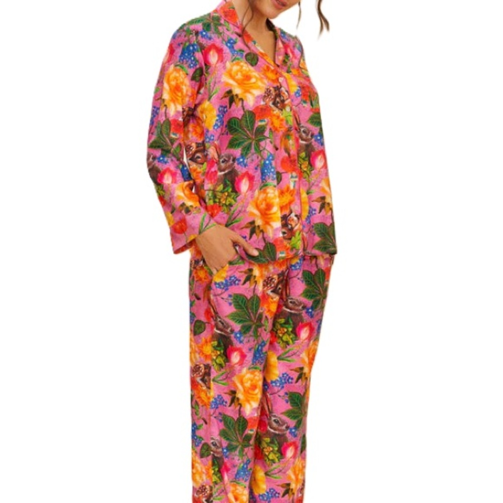 Floral Pink Long-Sleeve Pajama Set